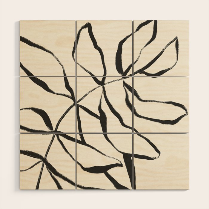 Minimal Line Leaves #1 Wood Wall Art Gallery Image 1
