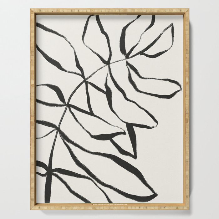 Minimal Line Leaves #1 Serving Tray Gallery Image 1