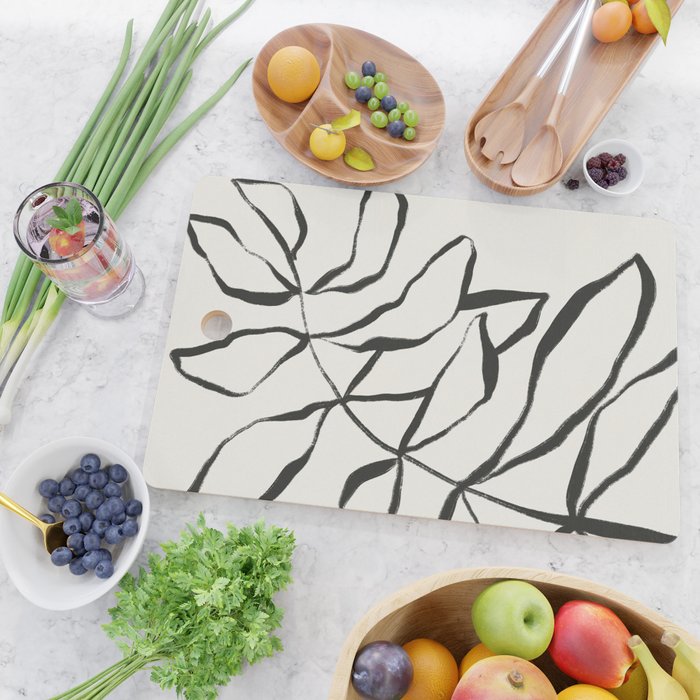 Minimal Line Leaves #1 Cutting Board Gallery Image 2