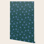 Make A Wish Dandelion Pattern in Forest Green & Blue Wallpaper Gallery Image 2