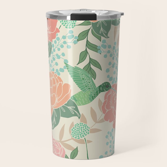 Victorian Garden with Hummingbird Travel Mug Gallery Image 1