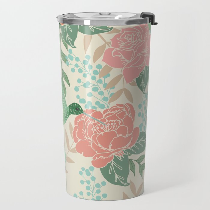 Victorian Garden with Hummingbird Travel Mug Gallery Image 2