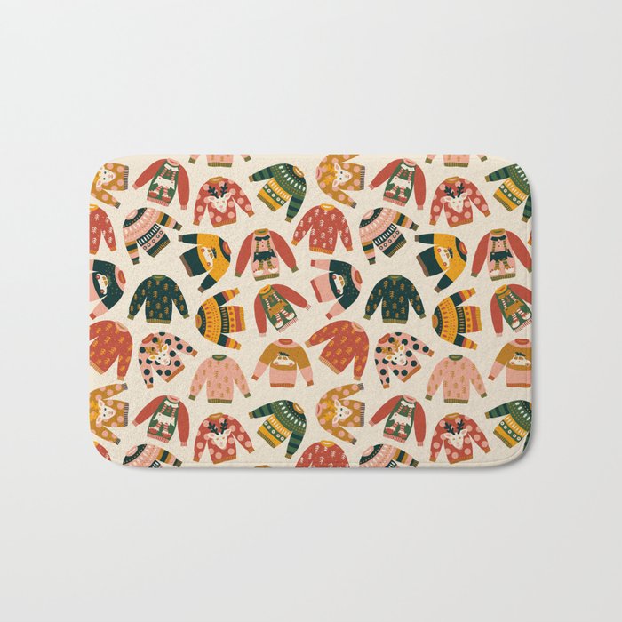 Ugly Christmas Sweaters Vintage Colors Bath Mat Gallery Image 1