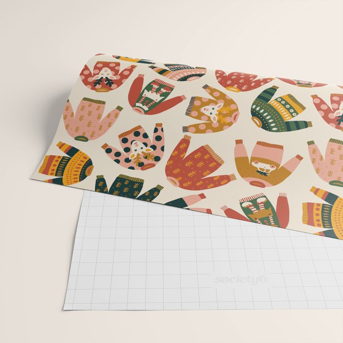 Ugly Christmas Sweaters Vintage Colors Wrapping Paper Gallery Image 2