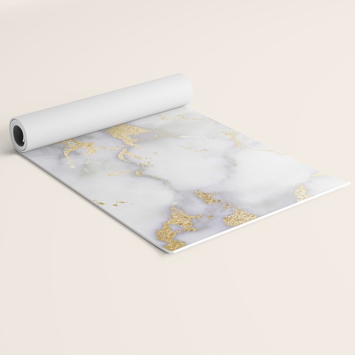 Blush chic faux gold gray gradient marble Yoga Mat Gallery Image 2