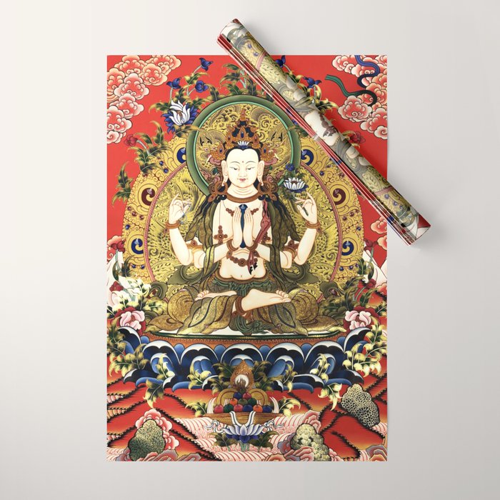 Chenrezig Bodhisattva Tibetan Buddha Wrapping Paper Gallery Image 1