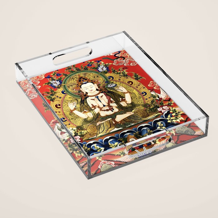 Chenrezig Bodhisattva Tibetan Buddha Acrylic Tray Gallery Image 1