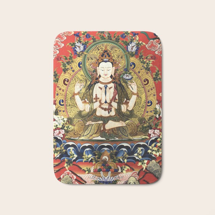Chenrezig Bodhisattva Tibetan Buddha Bath Mat Gallery Image 1