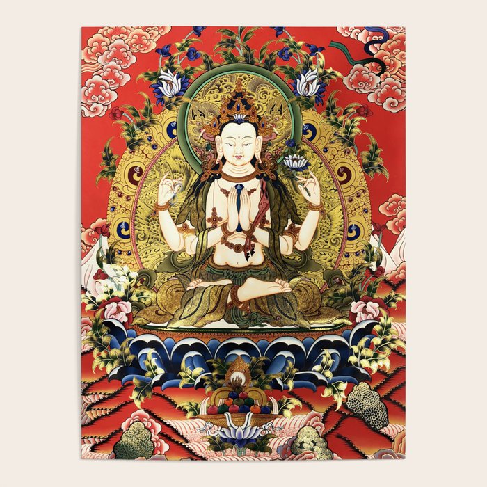 Chenrezig Bodhisattva Tibetan Buddha Poster Gallery Image 4