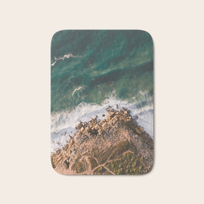 Ericeira from above | Coastal ocean drone photography print | Travel wall art Portugal Bath Mat Gallery Image 1