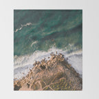 Ericeira from above | Coastal ocean drone photography print | Travel wall art Portugal Throw Blanket Gallery Image 2
