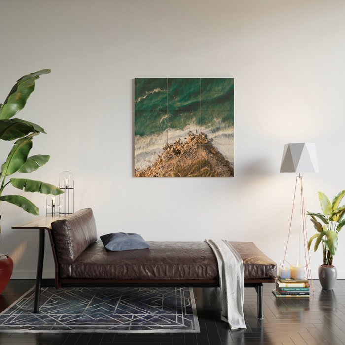 Ericeira from above | Coastal ocean drone photography print | Travel wall art Portugal Wood Wall Art Gallery Image 2