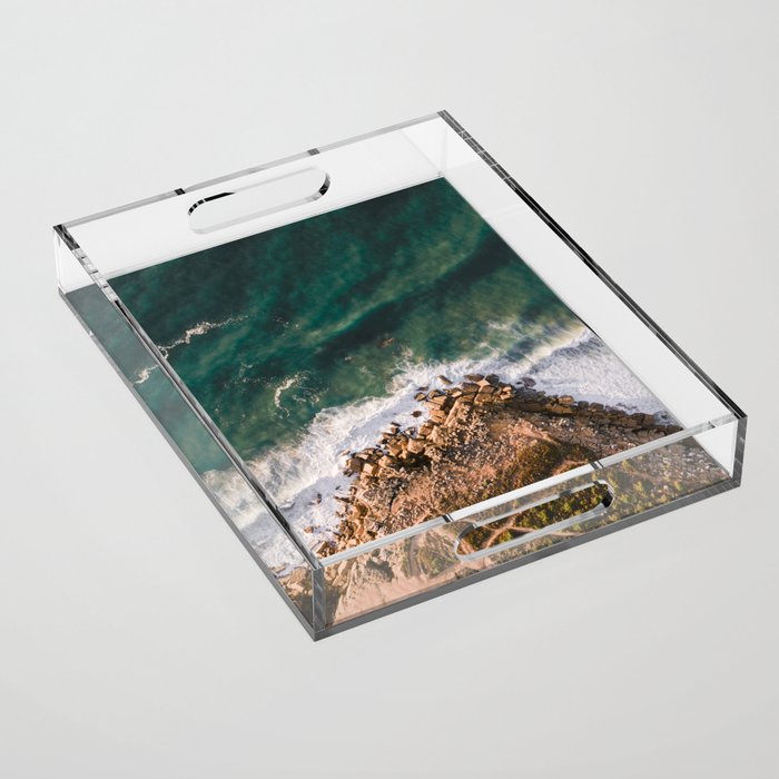 Ericeira from above | Coastal ocean drone photography print | Travel wall art Portugal Acrylic Tray Gallery Image 1