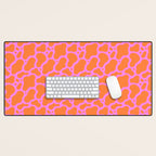 Abstract pink cow print shape pattern Desk Mat Gallery Image 1