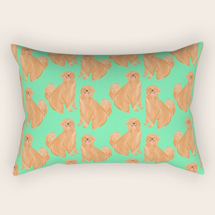 Happy Golden Retriever Rectangular Pillow Gallery Image 1