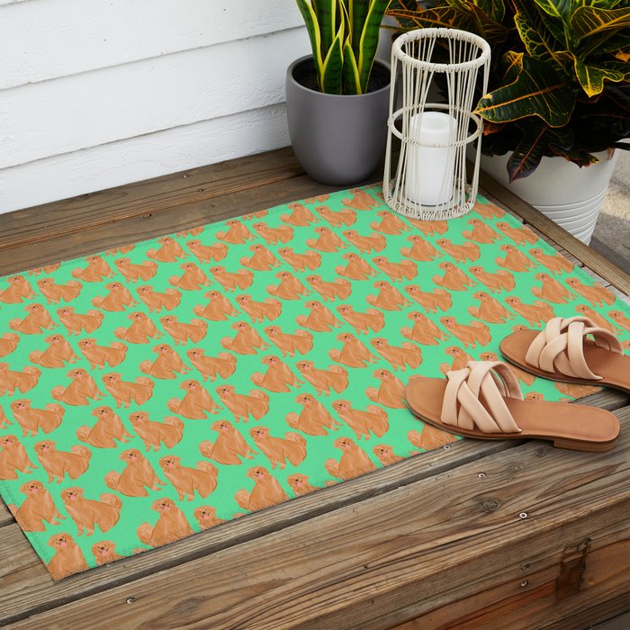 Happy Golden Retriever Outdoor Rug Gallery Image 2