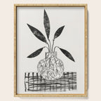 Still Life with a Vase and Five Leaves / Mixed Media Collage Serving Tray Gallery Image 1