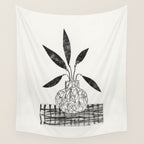 Still Life with a Vase and Five Leaves / Mixed Media Collage Wall Tapestry Gallery Image 4