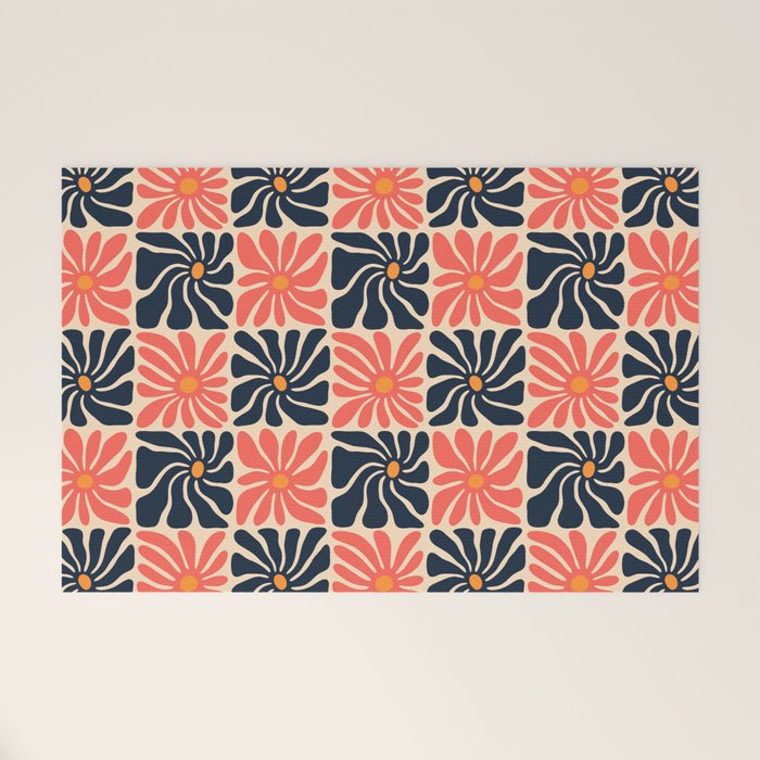 Vintage hippie flower art pattern Welcome Mat Gallery Image 1
