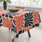 Vintage hippie flower art pattern Tablecloth Gallery Image 3