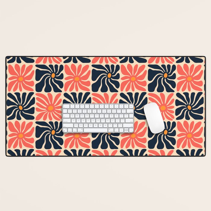 Vintage hippie flower art pattern Desk Mat Gallery Image 1