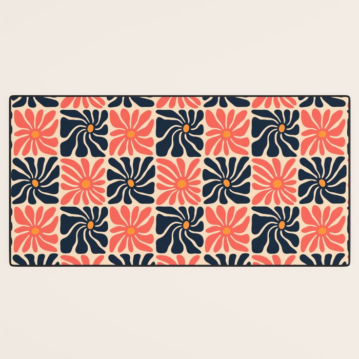 Vintage hippie flower art pattern Desk Mat Gallery Image 3