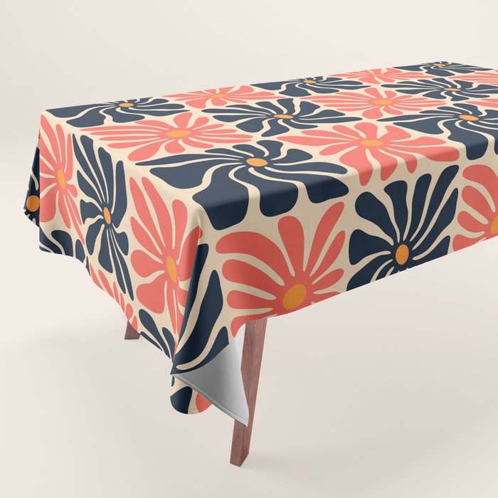 Vintage hippie flower art pattern Tablecloth Gallery Image 1