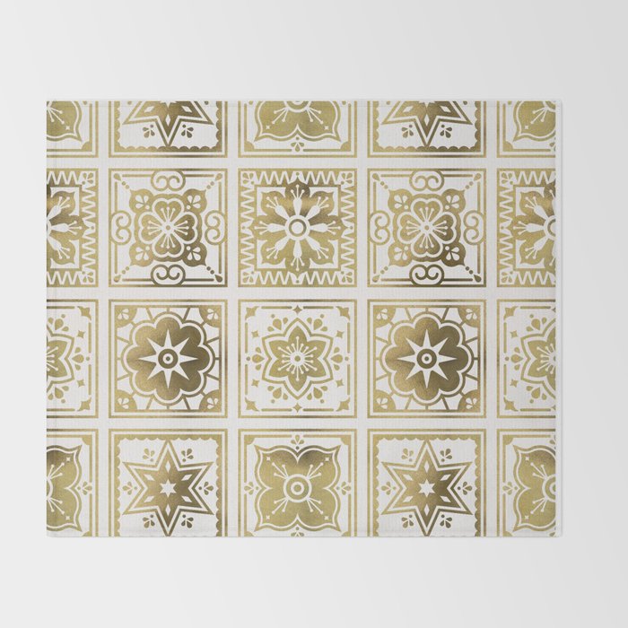 Talavera Mexican Tile - Gold Palette Throw Blanket Gallery Image 2