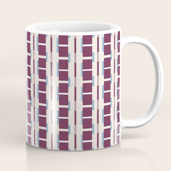 Burgundy Grid Elegance Coffee Mug Gallery Image 1