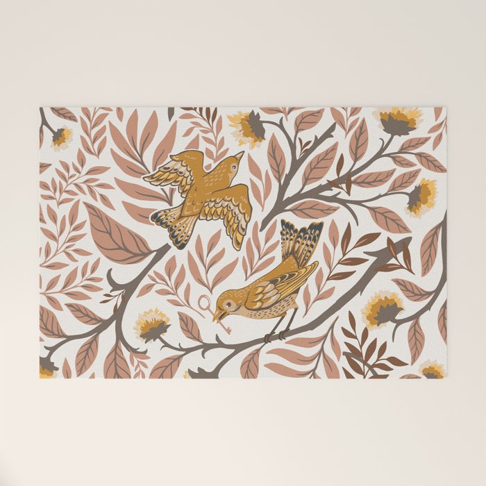 Secret Garden Birds - Neutral  Welcome Mat Gallery Image 1