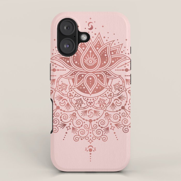 Sacred Lotus Mandala - Rose Gold & Blush Palette iPhone Case Gallery Image 1