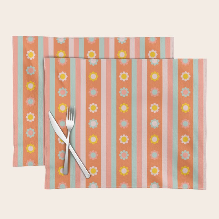 Groovy 70s Flowers & Stripes Placemat Gallery Image 1