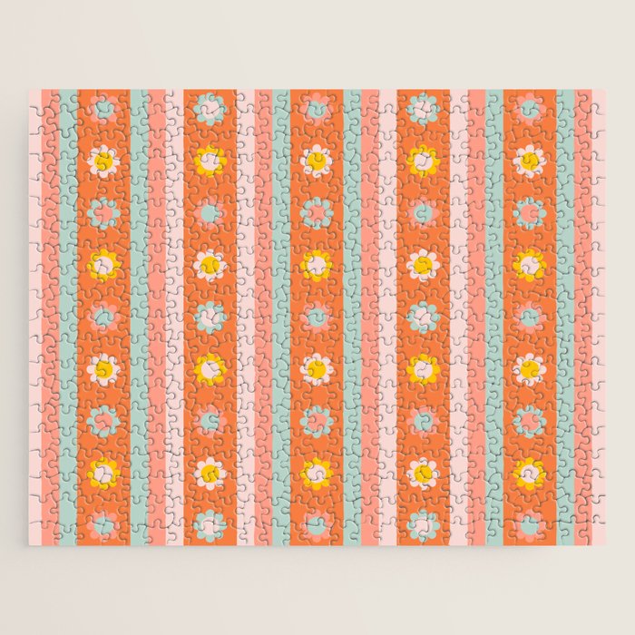 Groovy 70s Flowers & Stripes Jigsaw Puzzle Gallery Image 1