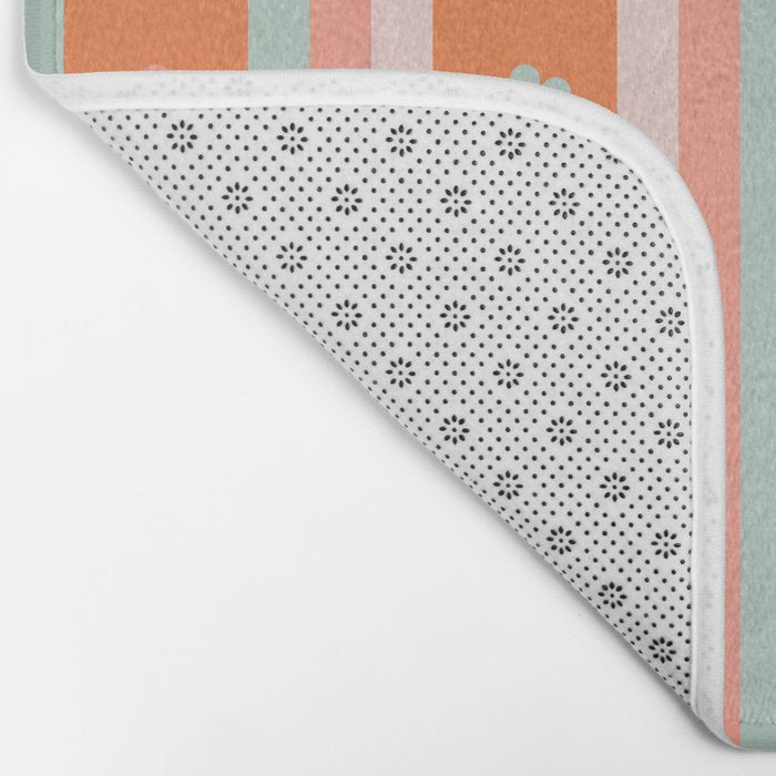 Groovy 70s Flowers & Stripes Bath Mat Gallery Image 2