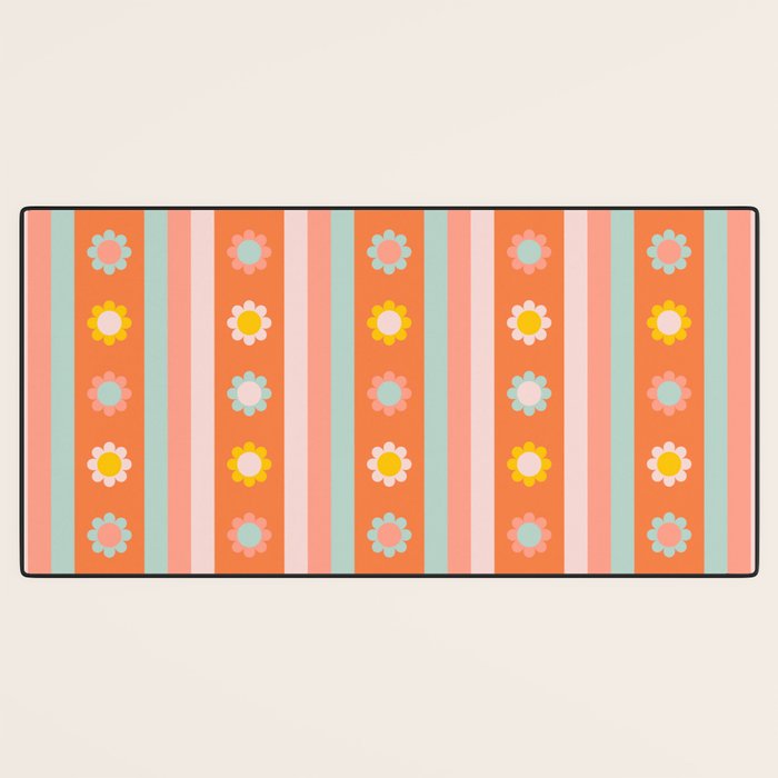 Groovy 70s Flowers & Stripes Desk Mat Gallery Image 3