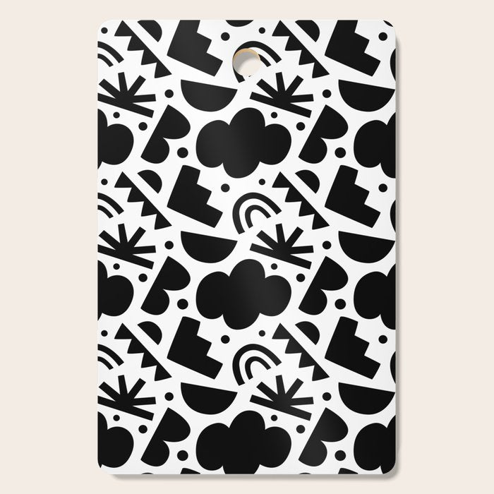 Black and white organic shape art pattern Cutting Board Gallery Image 1