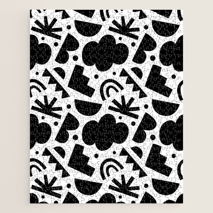 Black and white organic shape art pattern Jigsaw Puzzle Gallery Image 1