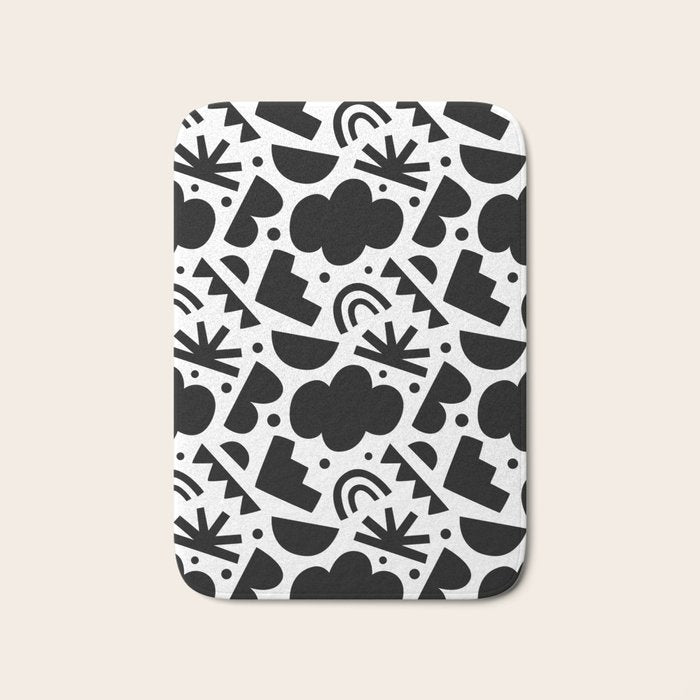 Black and white organic shape art pattern Bath Mat Gallery Image 1