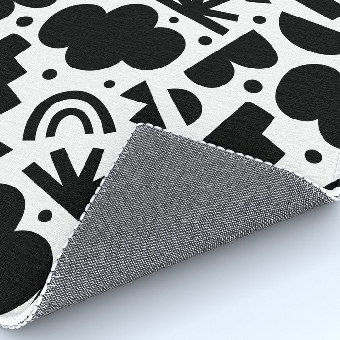 Black and white organic shape art pattern Rug Gallery Image 4