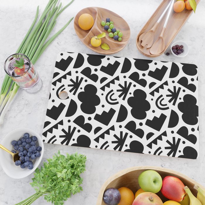Black and white organic shape art pattern Cutting Board Gallery Image 2
