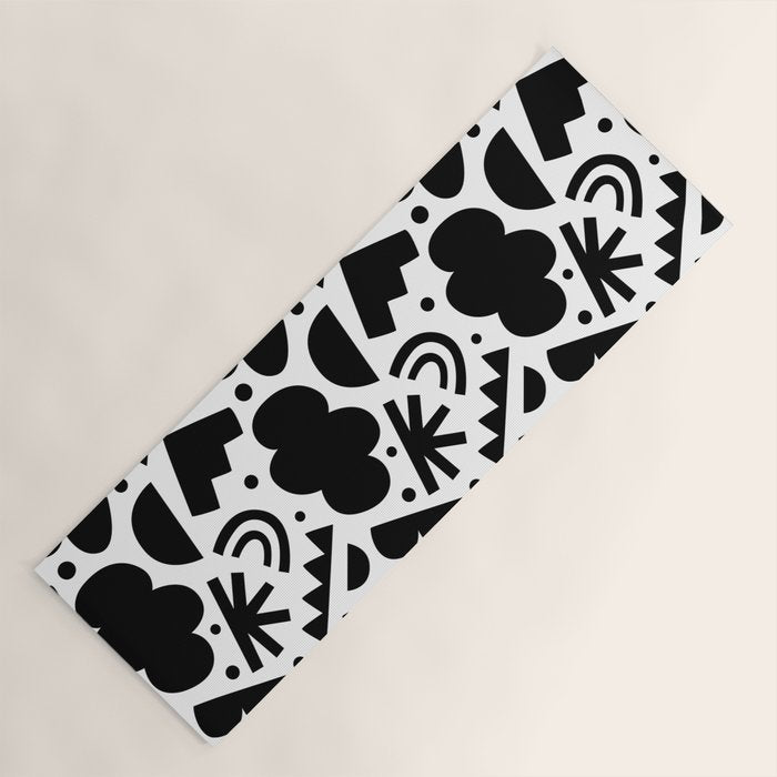 Black and white organic shape art pattern Yoga Mat Gallery Image 1