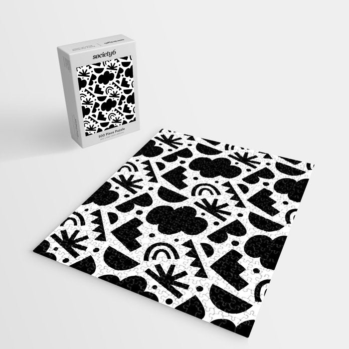 Black and white organic shape art pattern Jigsaw Puzzle Gallery Image 2