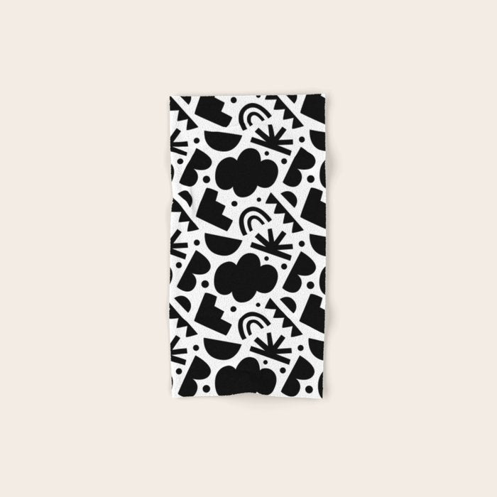 Black and white organic shape art pattern Bath Towel Gallery Image 1