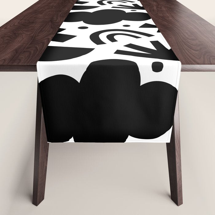 Black and white organic shape art pattern Table Runner Gallery Image 1