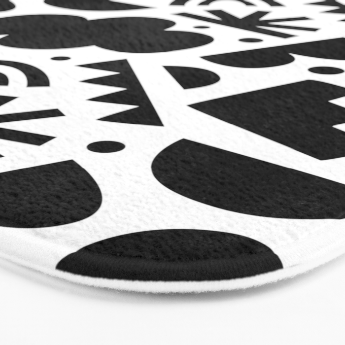 Black and white organic shape art pattern Bath Mat Gallery Image 3