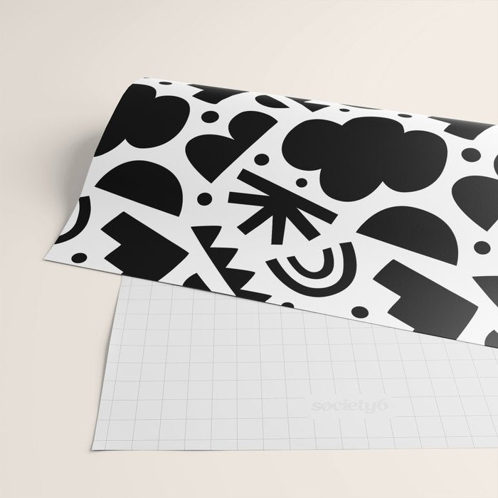 Black and white organic shape art pattern Wrapping Paper Gallery Image 2
