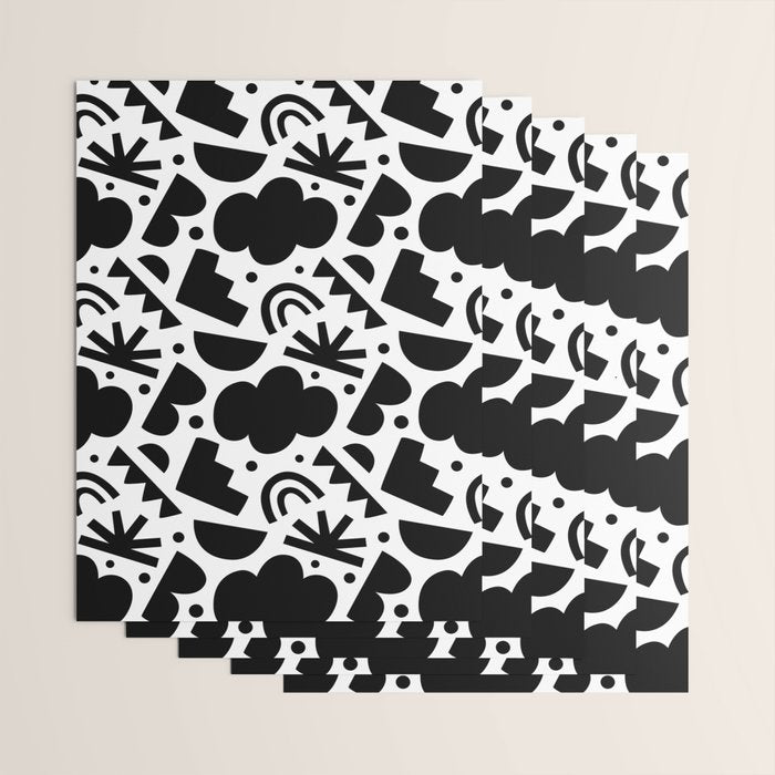 Black and white organic shape art pattern Wrapping Paper Gallery Image 3