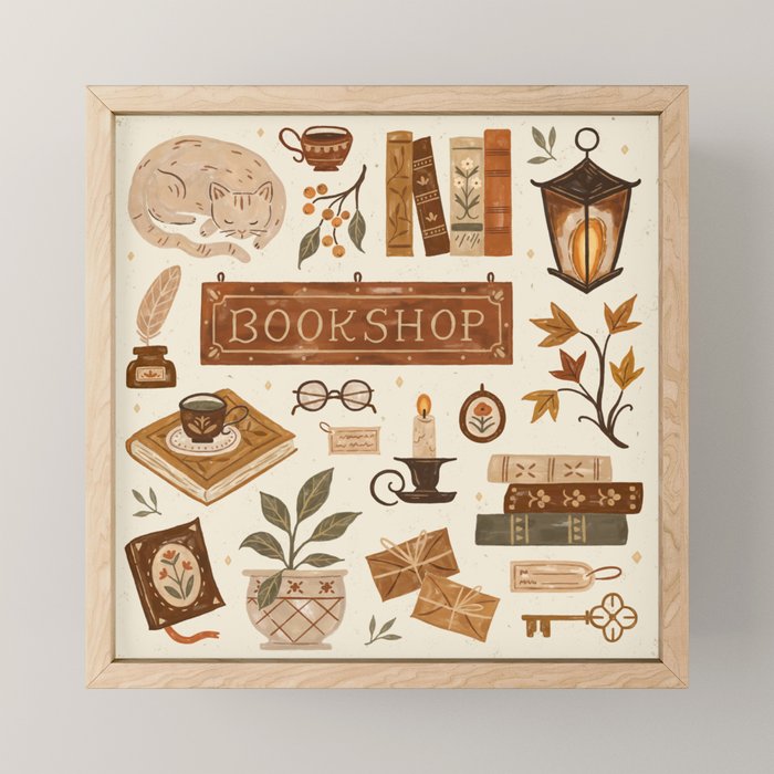 The Old Bookshop Mini Art Print Gallery Image 1
