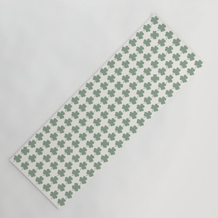 Clovers XXXVI Sage Green Botanical Pattern Yoga Mat Gallery Image 1