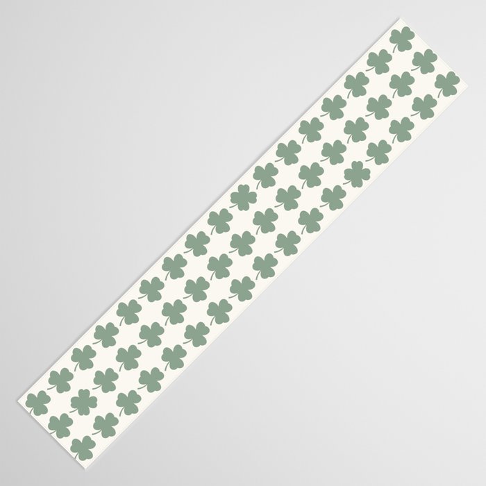 Clovers XXXVI Sage Green Botanical Pattern Table Runner Gallery Image 3